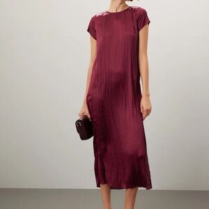 Madewell| Short-Sleeve Slip Midi Dress in Plissé